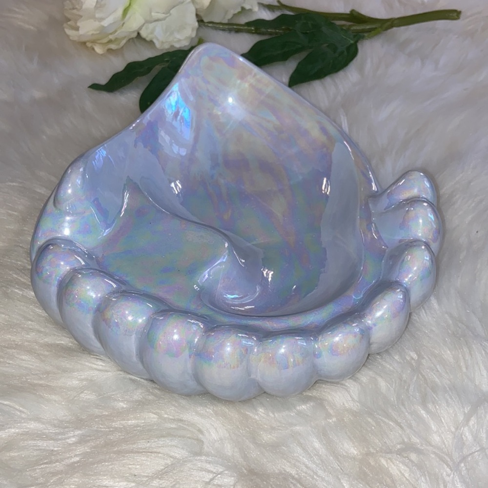 2/14/61 Unique JAB Iridescent Blue Shell Display Ceramic Tray - Picture 4 of 17